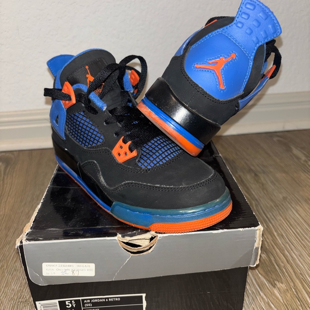Retro Jordan 4 “Cavs” Kids Shoes - Black and Blue